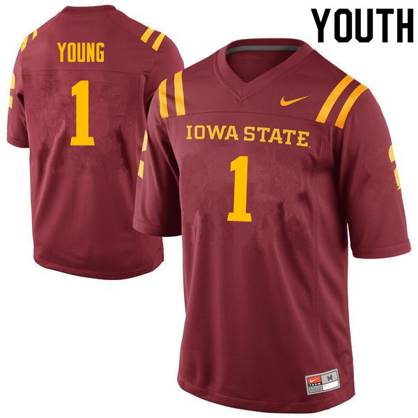 Iowa State Cyclones Youth #1 Datrone Young Nike NCAA Authentic Cardinal College Stitched Football Jersey GK42P37FE